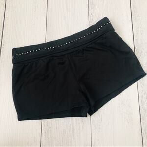 Motionwear black rhinestone hot shorts foldover